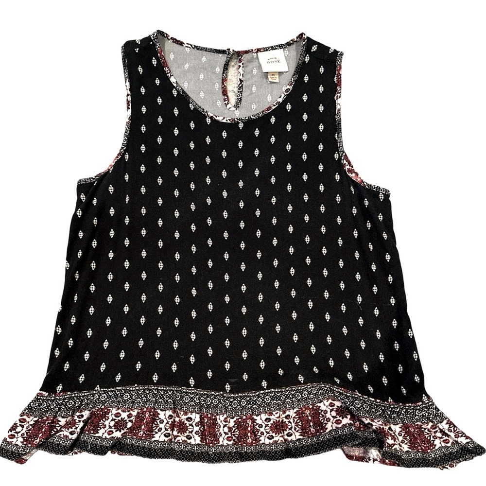 Knox Rose Sleeveless Black Ruffle Bottom Top Size Medium